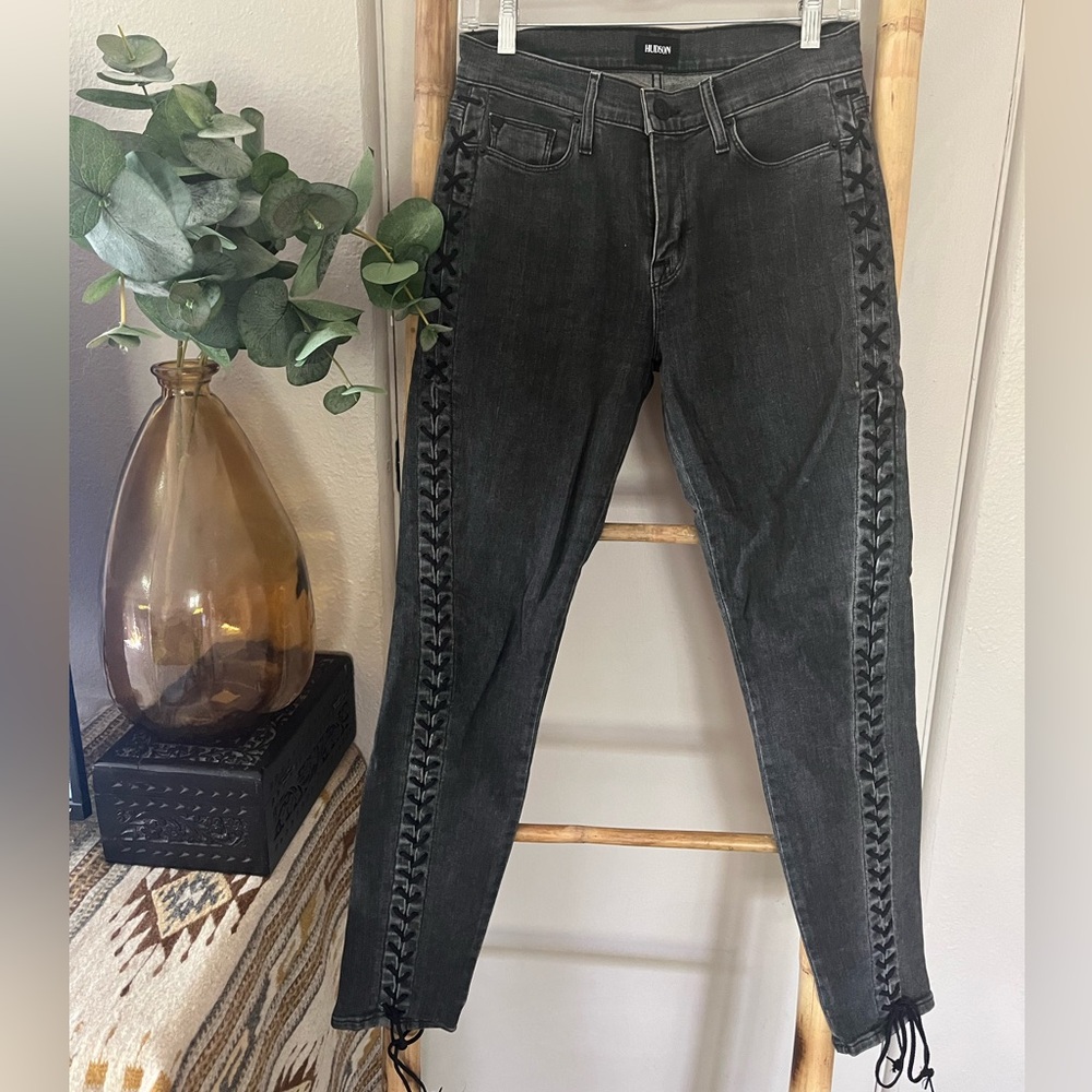 Hudson Jeans Stevie Lace-Up Skinny Jeans
